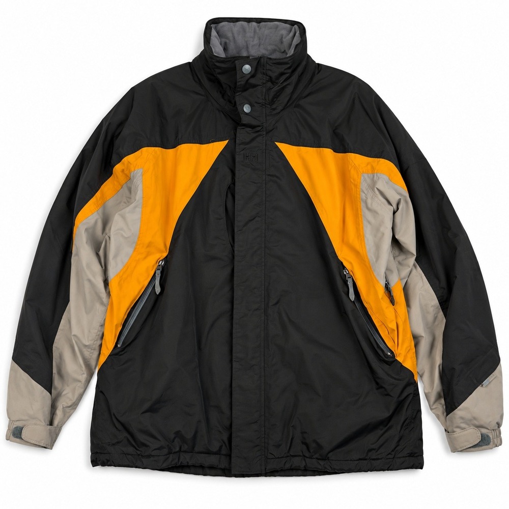 Helly Hansen Helly Tech Jacket Mens XL Black Orange Colorblock Full Zip Hooded